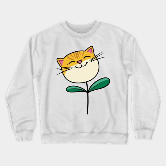 Flower Kitties Ginger Crewneck Sweatshirt by Nuffypuffy